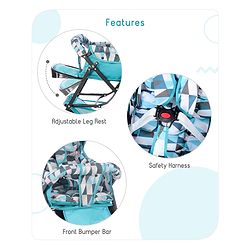 Babyhug Cocoon Stroller With Mosquito Net & Reversible Handle - Sea Green