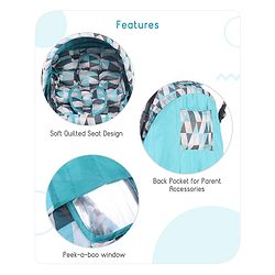 Babyhug Cocoon Stroller With Mosquito Net & Reversible Handle - Sea Green