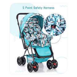 Babyhug Cocoon Stroller With Mosquito Net & Reversible Handle - Sea Green