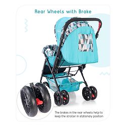 Babyhug Cocoon Stroller With Mosquito Net & Reversible Handle - Sea Green