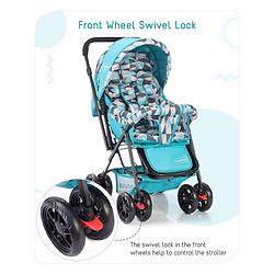 Babyhug Cocoon Stroller With Mosquito Net & Reversible Handle - Sea Green