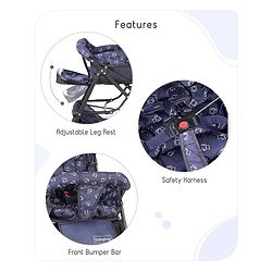 Babyhug Cocoon Stroller With Mosquito Net & Reversible Handle - Blue