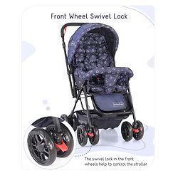 Babyhug Cocoon Stroller With Mosquito Net & Reversible Handle - Blue