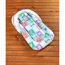 Babyhug Cotton Blend Bedding Set With Mosquito Net Animals In Checks Print - Purple