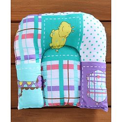Babyhug Cotton Blend Bedding Set With Mosquito Net Animals In Checks Print - Purple