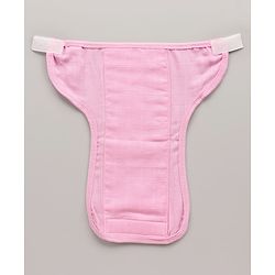 Babyhug Muslin Cotton Reusable Cloth Nappies With Velcro Large Set Of 5 - Pink