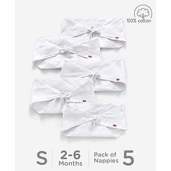 Babyhug 100% Cotton Triangle Cloth Nappies Small Set Of 5 - White