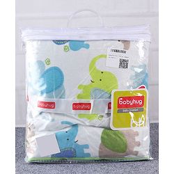Babyhug Sherin & Poly Wool All Season Blanket Elephant Design - White Green (Blanket's Fur Color May Vary)