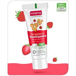 Babyhug Strawberry Flavoured Toothpaste for Ages 6 Months+ |100% Natural Ingredients Fluoride Free No SLS/SLES - 50 g