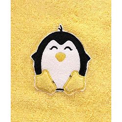 Babyhug Towel Poncho With Hood Penguin Patch - Yellow