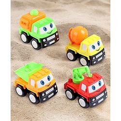 Babyhug Friction Powered Construction Trucks -Pack of 4 | Develops Motor Skills, Color Recognition & Imaginative Play | Multicolor | BIS Certified