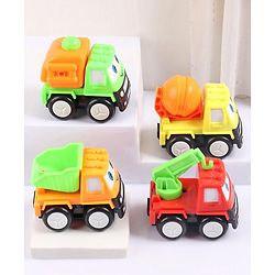 Babyhug Friction Powered Construction Trucks -Pack of 4 | Develops Motor Skills, Color Recognition & Imaginative Play | Multicolor | BIS Certified
