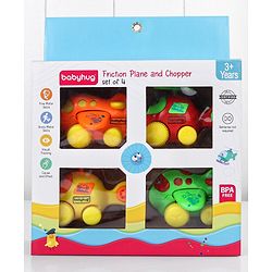 Babyhug Friction Powered Plane And Chopper Set Pack of 4 - Multicolor