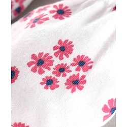 Babyhug 100% Cotton Mittens & Booties Set Floral Print - White Pink