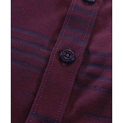 Babyhug Full Sleeves Shirt with Bow & Trouser Set - Maroon Blue