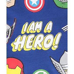 Babyhug Half Sleeves Biowashed Marvel Avengers Print - Blue