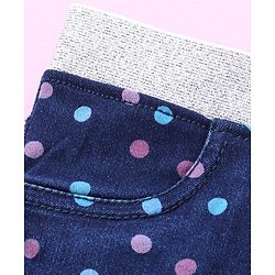 Babyhug Denim Jeggings Polka Dot Print - Blue