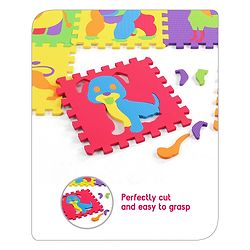Babyhug Premium Pop Out Interlocking Animal Floor Puzzle Playmat (95cm * 95cm)- 9 Jumbo Pieces| Eva Soft Colorful Kids Floor mat - Thickness 1 cm| BIS Certified| 6 months+| Colors may vary