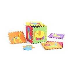 Babyhug Premium Pop Out Interlocking Animal Floor Puzzle Playmat (95cm * 95cm)- 9 Jumbo Pieces| Eva Soft Colorful Kids Floor mat - Thickness 1 cm| BIS Certified| 6 months+| Colors may vary