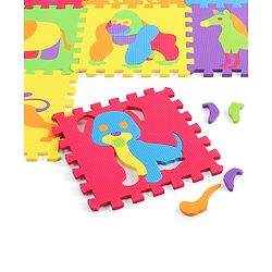 Babyhug Premium Pop Out Interlocking Animal Floor Puzzle Playmat (95cm * 95cm)- 9 Jumbo Pieces| Eva Soft Colorful Kids Floor mat - Thickness 1 cm| BIS Certified| 6 months+| Colors may vary