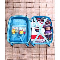 Babyhug Kid's Expandable Trolley Bag Cartoon Print Blue - 18 Inches| Shock Resistant| Telescopic Handle| Water Resistant| Easy Zipper Closure| Durable Wheels