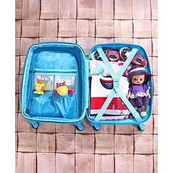 Babyhug Kid's Expandable Trolley Bag Aeroplane Print Blue - 18 Inches| Shock Resistant| Telescopic Handle| Water Resistant| Easy Zipper Closure| Durable Wheels