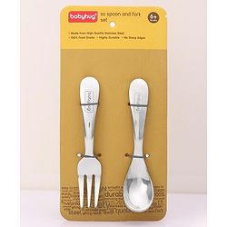 Babyhug Stainless Steel Spoon & Fork Set of 4 - Silver