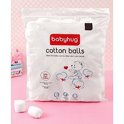 Babyhug 100% Pure Cotton Balls Soft & Gentle for Baby Care 140 Pieces (100g) | Highly Absorbent | Baby Care | First-Aid | Makeup