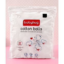 Babyhug 100% Pure Cotton Balls Soft & Gentle for Baby Care 140 Pieces (100g) | Highly Absorbent | Baby Care | First-Aid | Makeup