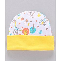 Babyhug 100%Cotton Clothing Gift Set Lion Print Pack of 9 - White Yellow