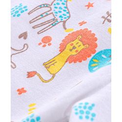 Babyhug 100%Cotton Clothing Gift Set Lion Print Pack of 9 - White Yellow