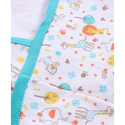 Babyhug Hooded Wrapper Lion Print Pack of 2 - Yellow and White