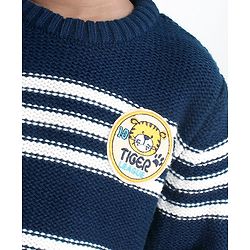 Babyhug Full Sleeves Pull Over Sweater Striped - Yellow & Blue