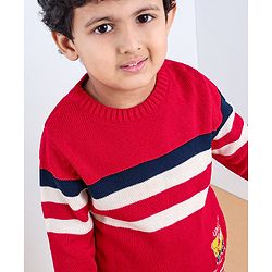 Babyhug Full Sleeves Stripes Sweater - Multicolour