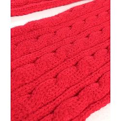Babyhug Woollen Cap with Muffler Set Red - Diameter 11 cm