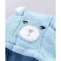 Babyhug Full Sleeves Front Open Sweater Kitty Applique - Blue