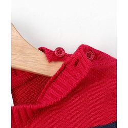 Babyhug Full Sleeves Sweater Color Block Print - Red