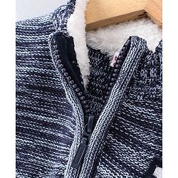 Babyhug Full Sleeves Jacquard Pullover Sweater With Badge - Navy