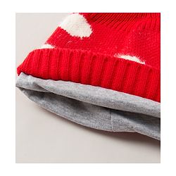 Babyhug Winter Caps With Pom Pom Red - Diameter 14 cm