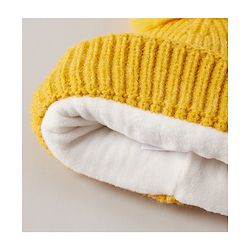 Babyhug Pom Pom Winter Cap Yellow - Diameter 11.5 cm