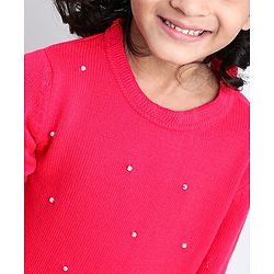 Babyhug Full Sleeves Pullover Sequins Sweater - Pink
