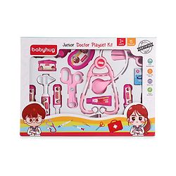 Babyhug Junior Doctor Play Set 15 Pieces - Pink | Pretend Care & Social Play | Inspires Empathy &  Imaginative Role-Play | BIS Certified