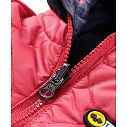 Babyhug Full Sleeves Reversible Jacket With Hood - Red
