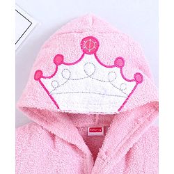 Babyhug Full Sleeves Crown Bathrobe - Pink