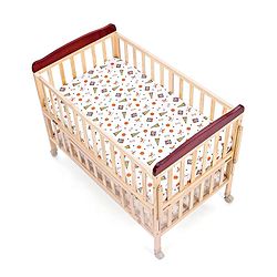 Babyhug Premium 100% Cotton Fitted Crib Sheet Sports Print Regular - White