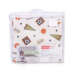 Babyhug Premium 100% Cotton Fitted Crib Sheet Sports Print Regular - White