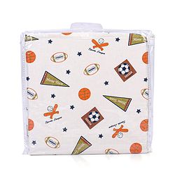 Babyhug Premium 100% Cotton Fitted Crib Sheet Sports Print Regular - White