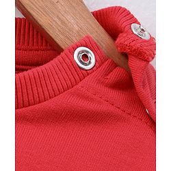 Babyhug Full Sleeves Sweatshirts Snowman Print - Red