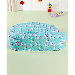Babyhug Cotton Feeding Pillow With Belt Unicorn Print - Blue