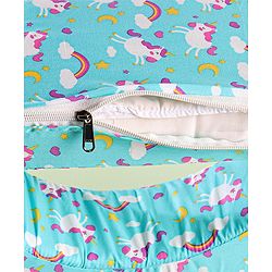 Babyhug Cotton Feeding Pillow With Belt Unicorn Print - Blue
